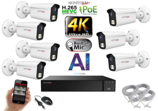 Monitorrs Security 4K IP 7 kamerový set 8 Mpix WTube (6378K7)